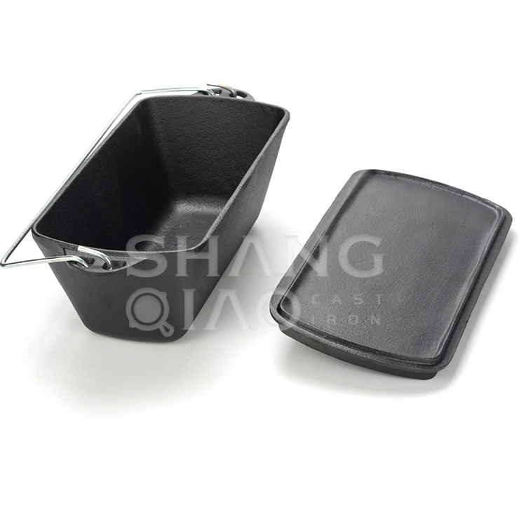 Чугунная прямоугольная жаровня-духовка с крышкой