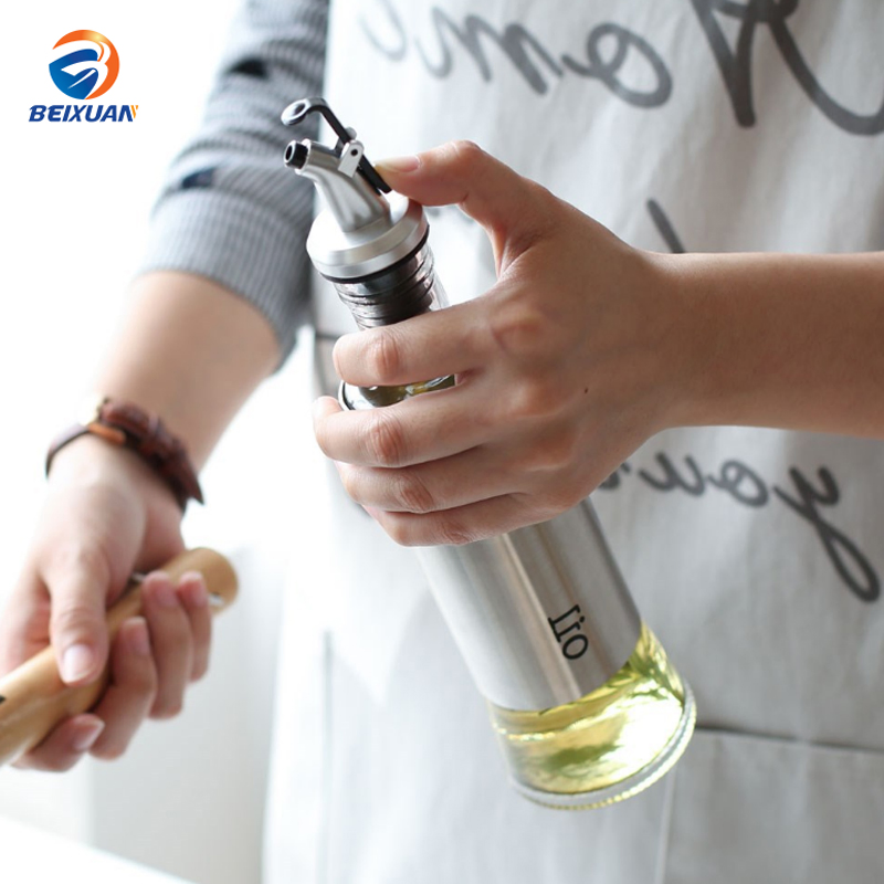 300ml Kitchen Oil Bottle Stainless Steel Leakproof Olive Oil Bottle