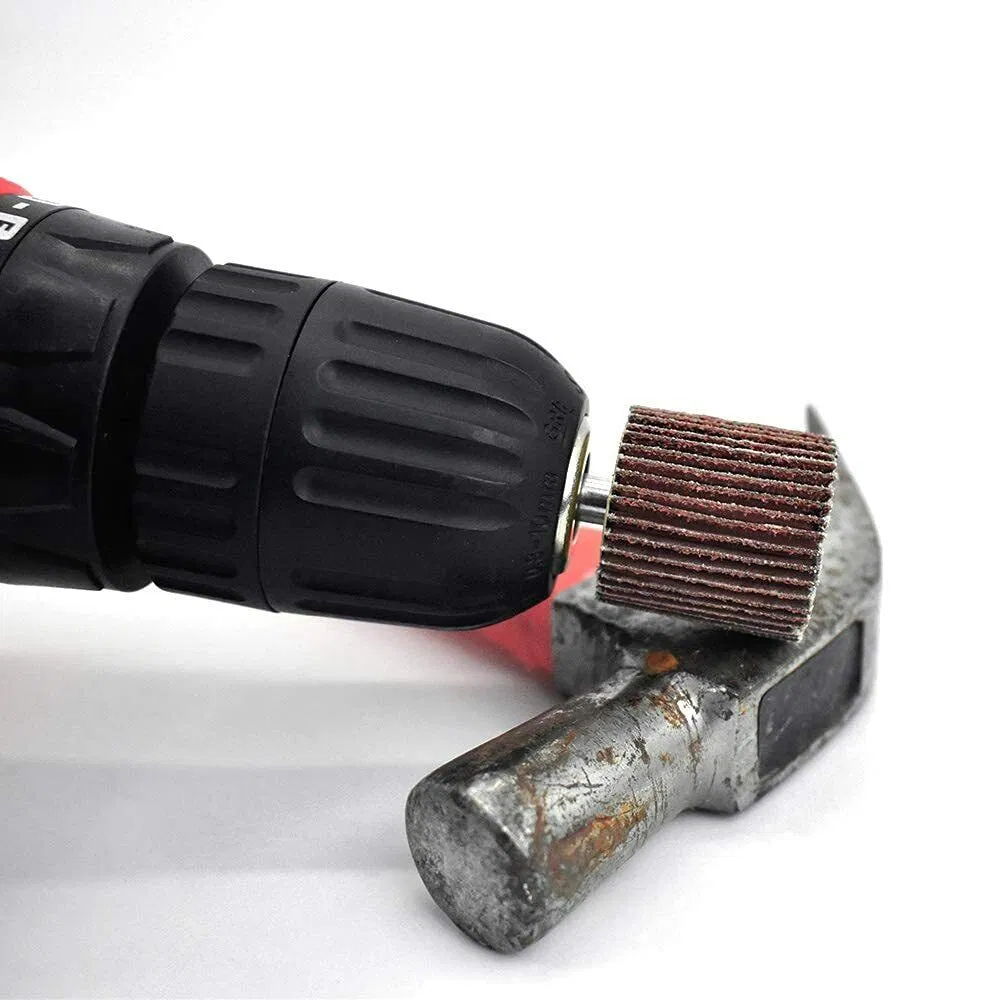 25X25X6 Aluminum Oxide Abrasive Cloth Flap Wheel with Shaft for Stainless Steel and Metal Grinding and Polishing