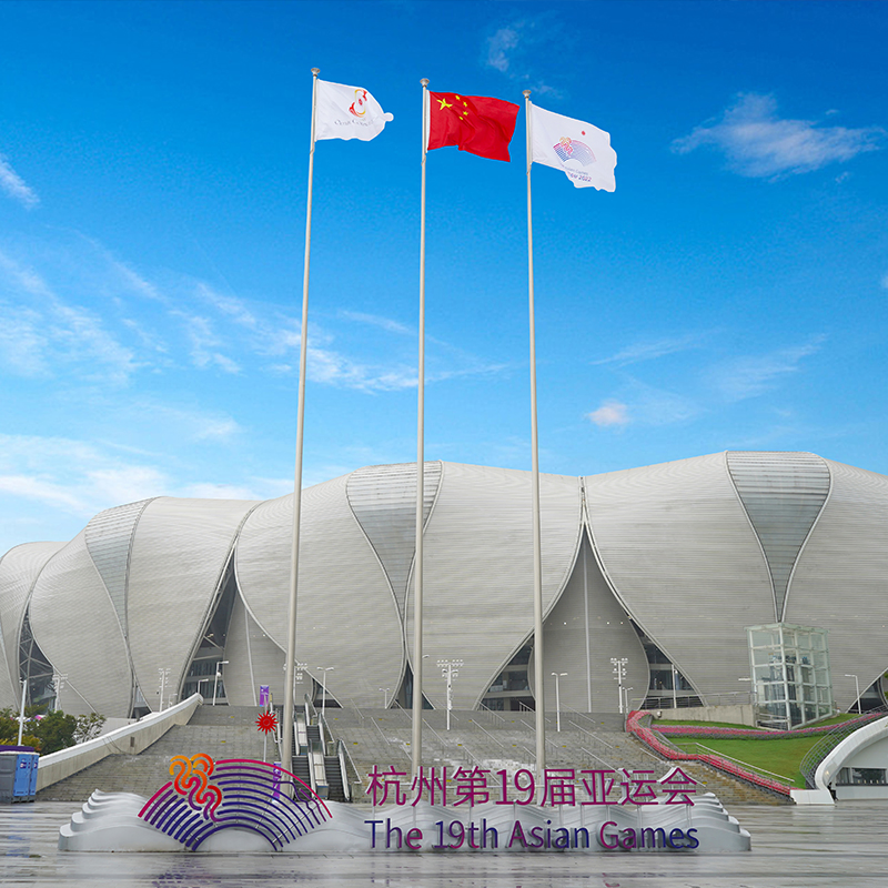 20 Meter Stainless Steel / Aluminum Flag Pole Automatic Raising Flag Pole Electric Flag Pole