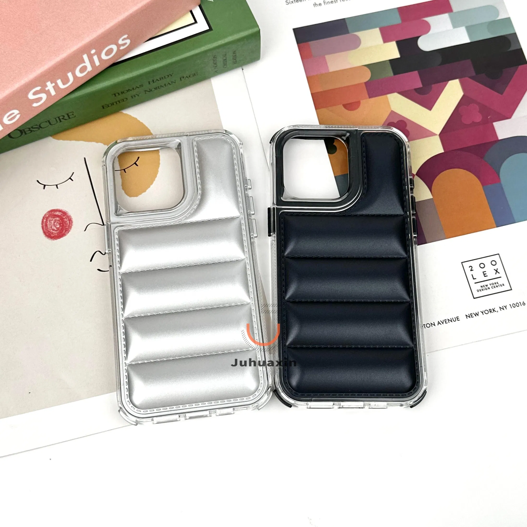 Mobile-Phone-Accessories Transparent Frame TPU Waterproof Protect Cover Fashion Down Jacket Mobile Phone Case iPhone Case for iPhone 11 12 15