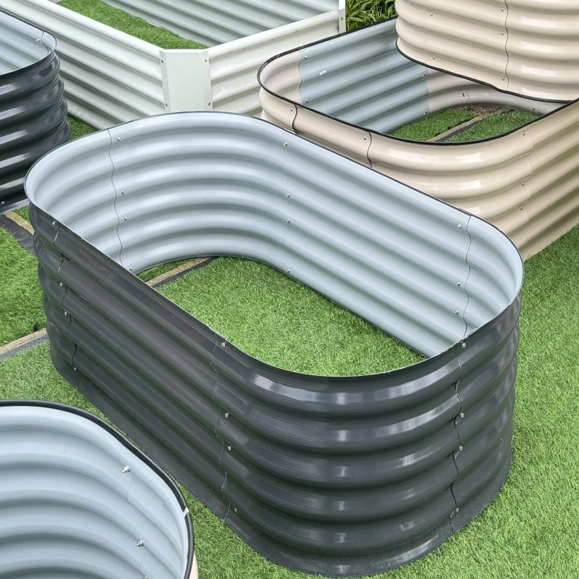 Приподнятая грядка из металла, темно-серая