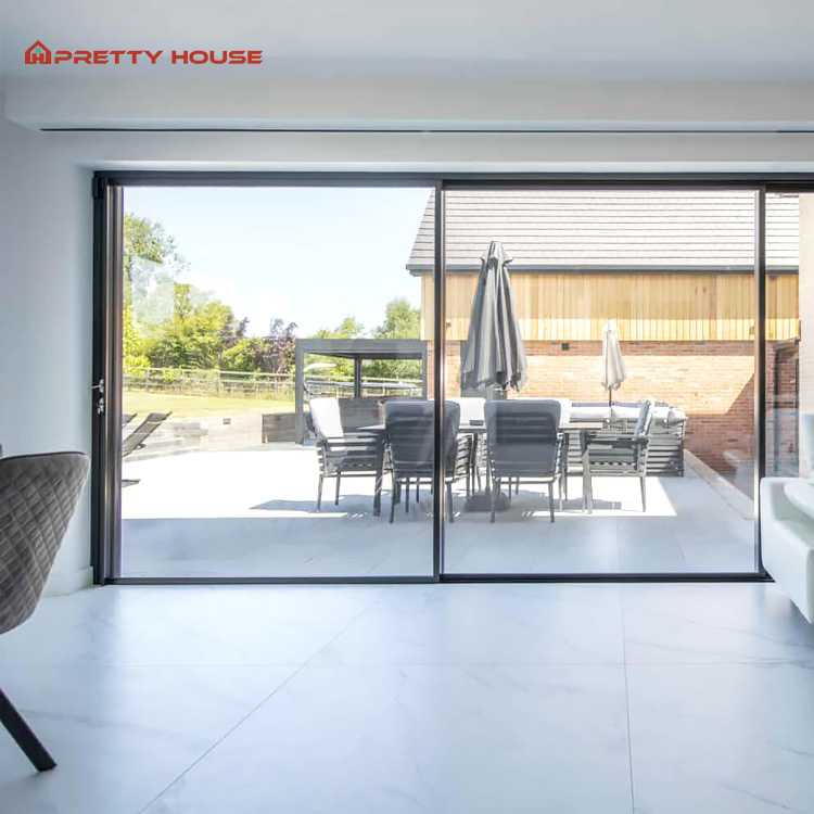 Aluminum Alloy Black and White Narrow Frame Glass Door Aluminum Sliding Doors