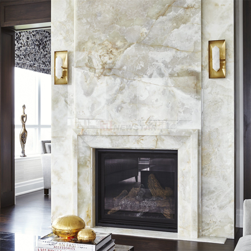 Newstar Sample Style Fireplace Natural Stone Marble Limestone Fireplace Surround Stone Mantel Indoor Decoration Calacatta Viola Marble Fireplace