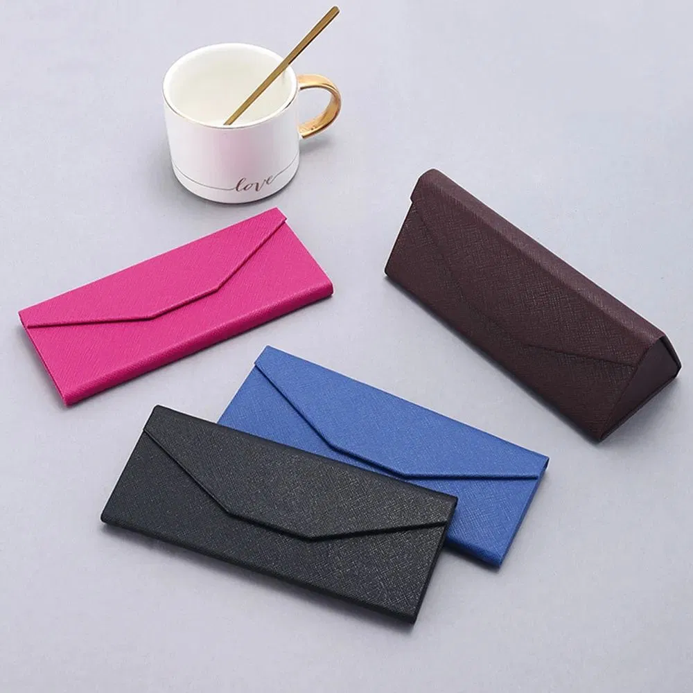 New Fashion Waterproof Triangle Glasses Box Folding Solid Color