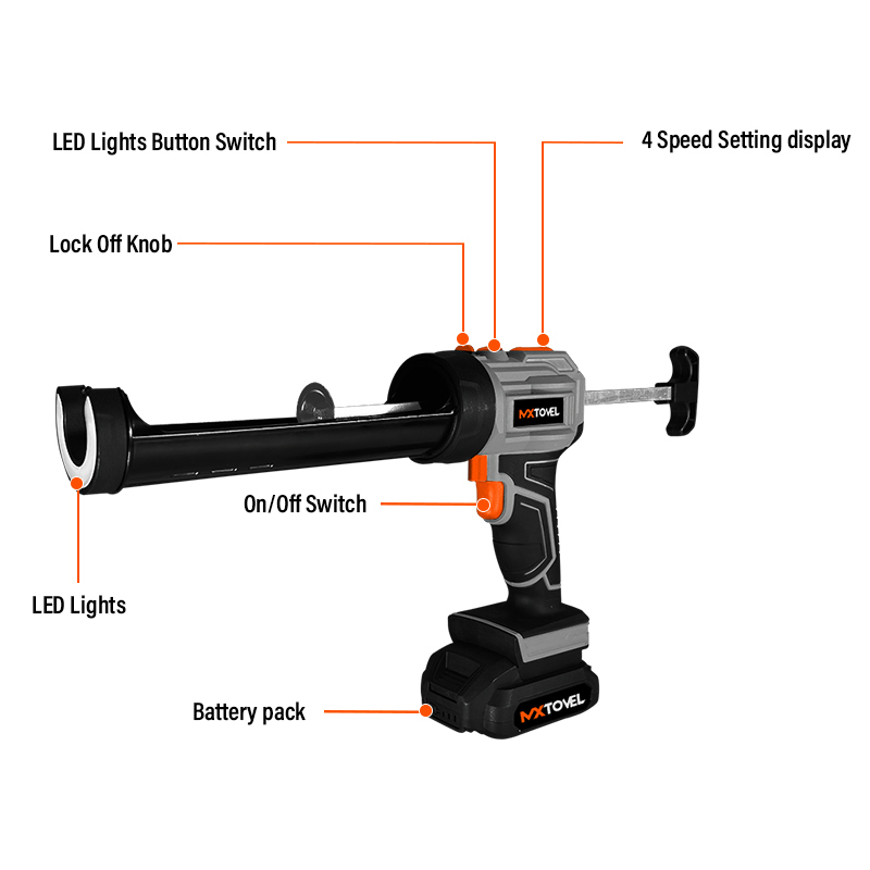 20V Li-ion Battery Powerful Electric Cordless Caulking Gun