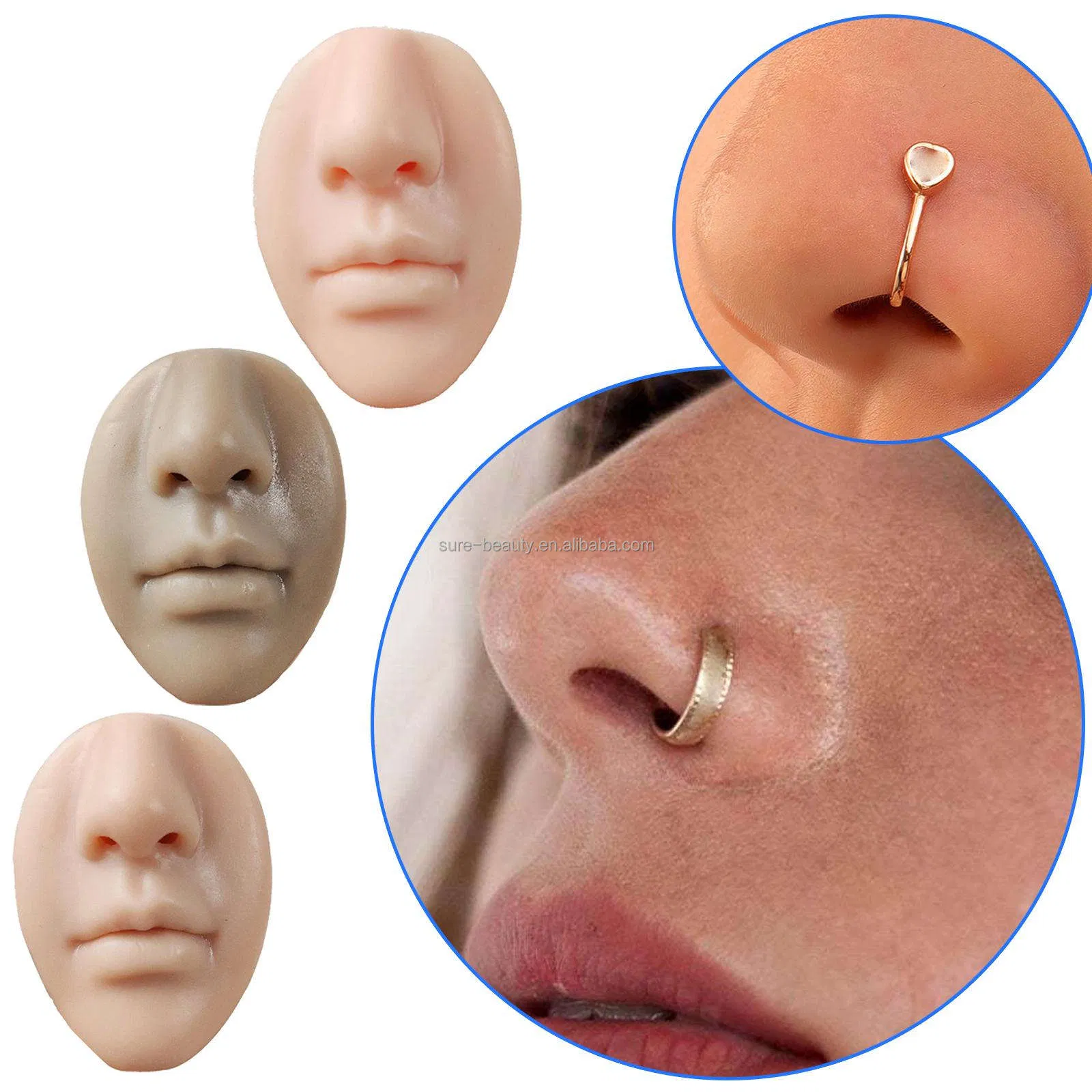 Silicone Mouth Nose Model Professional Practice Piercing Tools Nasal Ring Nose Stud Display Model Tools Reusable Body Jewelry