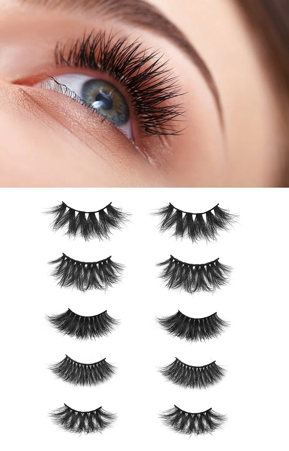 Cheap 100% Faux Mink Lashes, Natural Fluffy Wispy Faux Eyelashes for Makeup