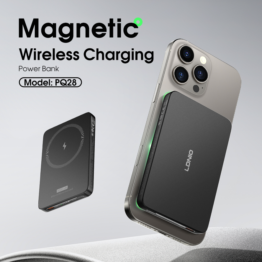 Ldnio Pq28 5000 mAh OEM Power Bank Fast Charging Portable Power Bank Qi2 Certificate Mag-Safe 15W Magnetic Wireless Charging for iPhone 17 16 15 PRO Samsung S24