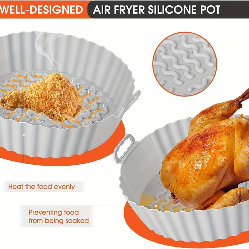 Air Fryer Silicone Pot Reusable Rectangle Food Grade Replacement Silicone Air Fryer Liner for with Mitts Basket Accessories Factory Price