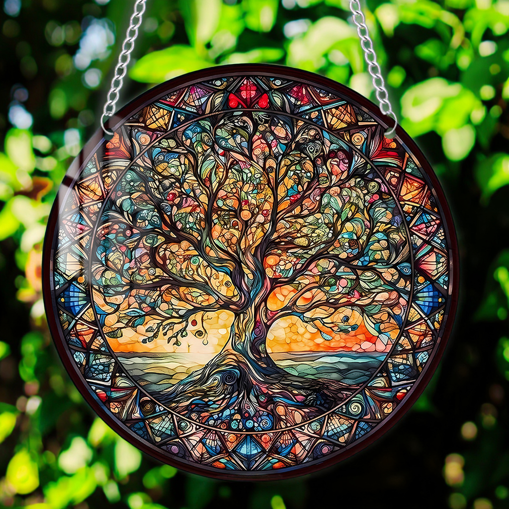 Декор акриловый витражный для дома сада дерево животные цветы