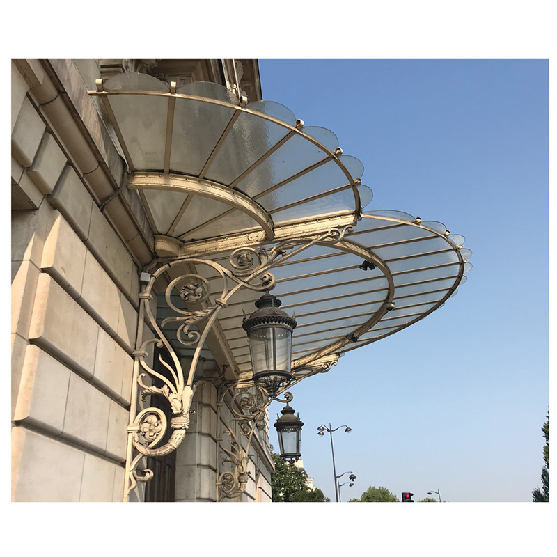 Custom Elegant Design Balcony Modern Decorative Wrought Iron Canopy for Front Outdoor Entrance Canopies Wrought Iron Awning Pergola
