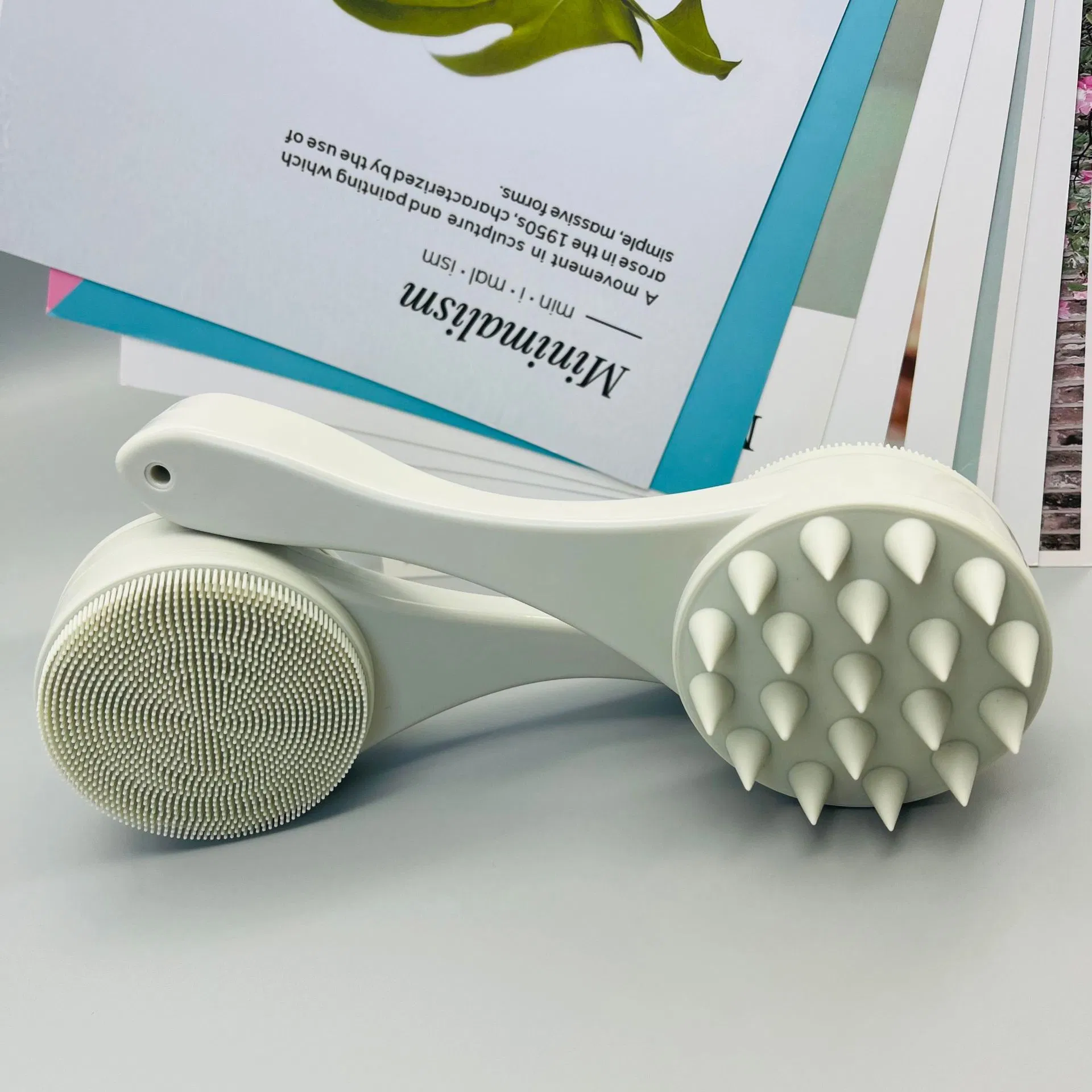 New 2-in-1 Silicone Facial & Scalp Massage Brush with Handle