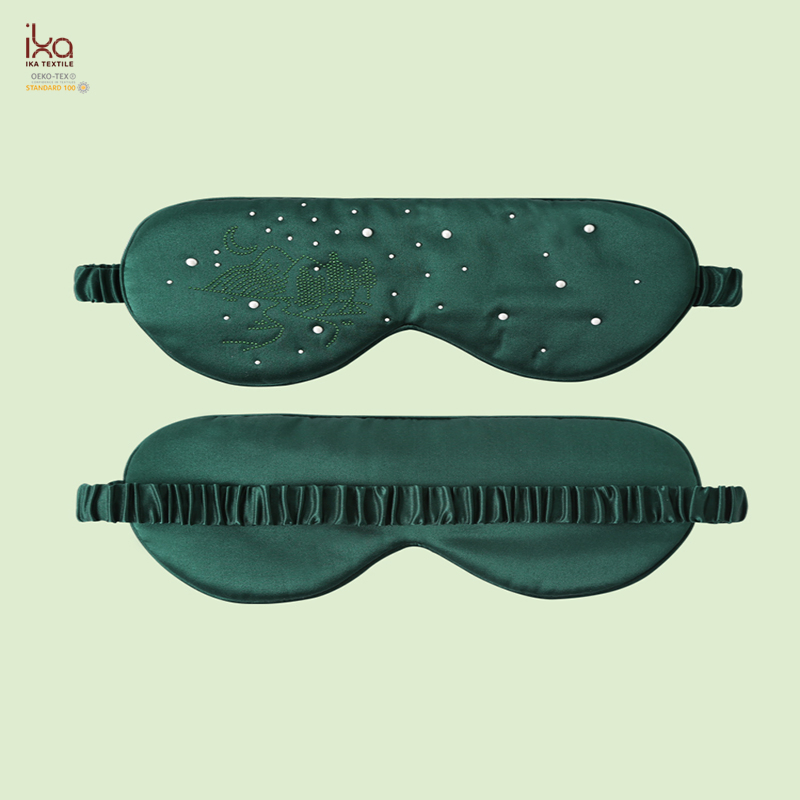 White Green Reusable Gift Set Funny Embroidery Best Cool Big Satin Custom Silk Eye Mask Sleep