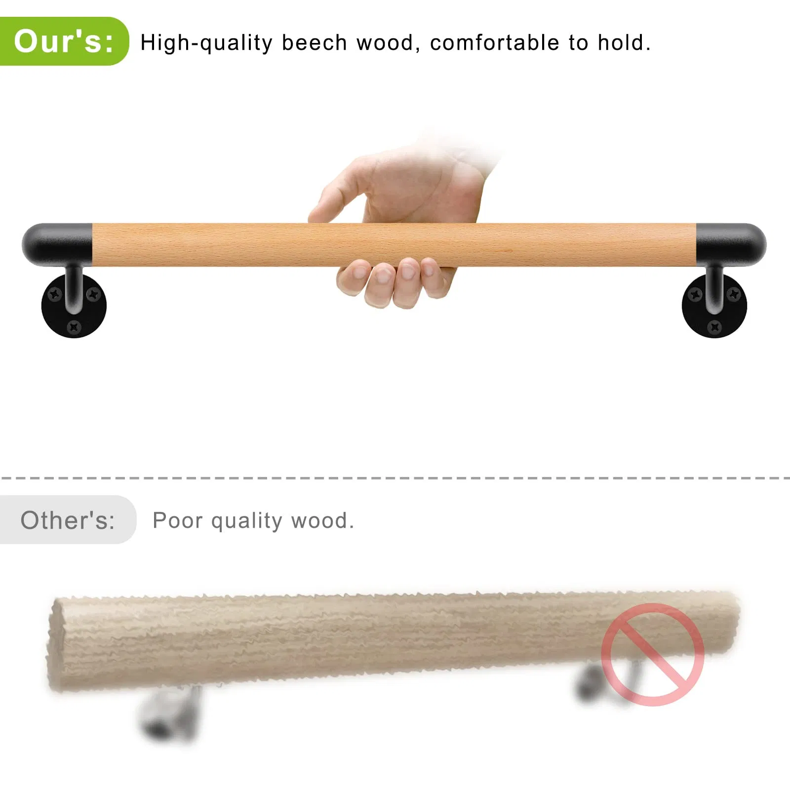 Wood Handrail Indoor Stairs Handrail Wall Mount Handrail