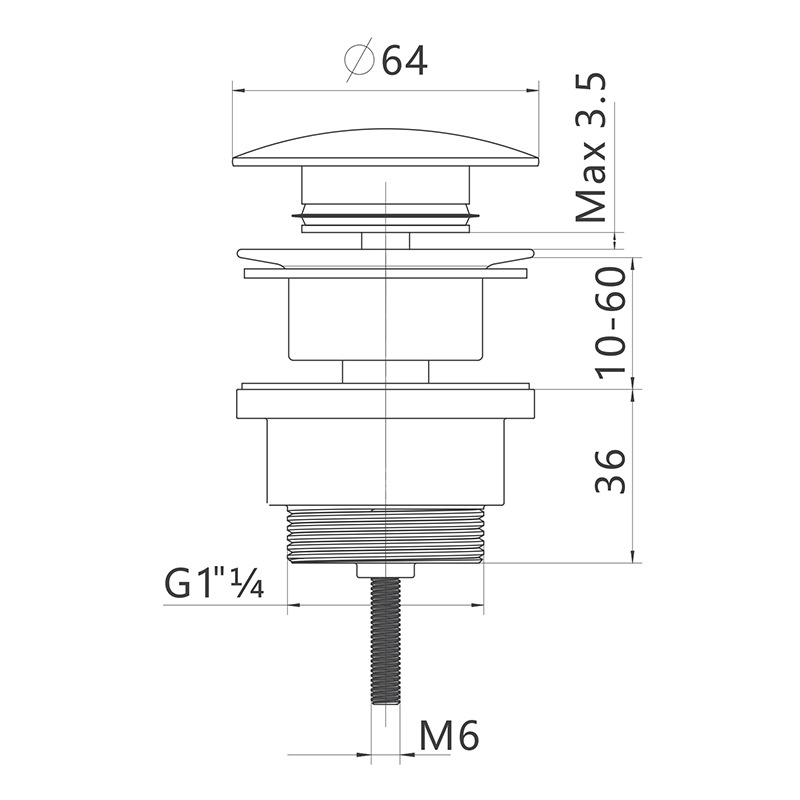 Сифон для раковины с антизасорной системой Push Down