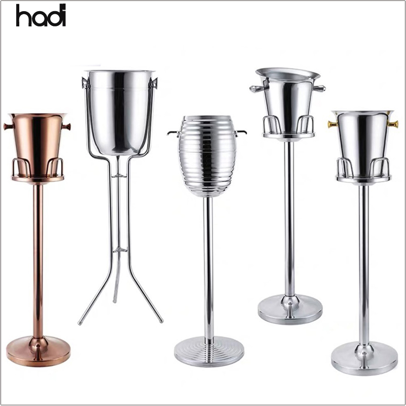 High Quality Insulated Stainless Steel Double Walled Ice Bucket Cooler with Stand Parties China Restaurant Supplies Wholesale