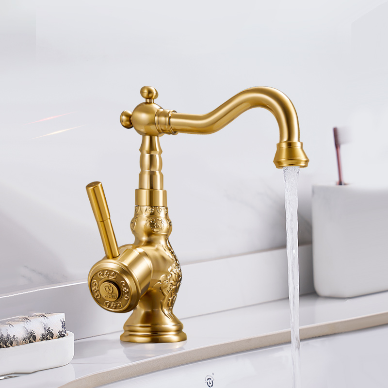 Brass Kitchen Faucet Antique Single Handle Bathroom Mixer Tap Bronze Multifunctional, 360 Degree Swivel Spout Bathroom Sink