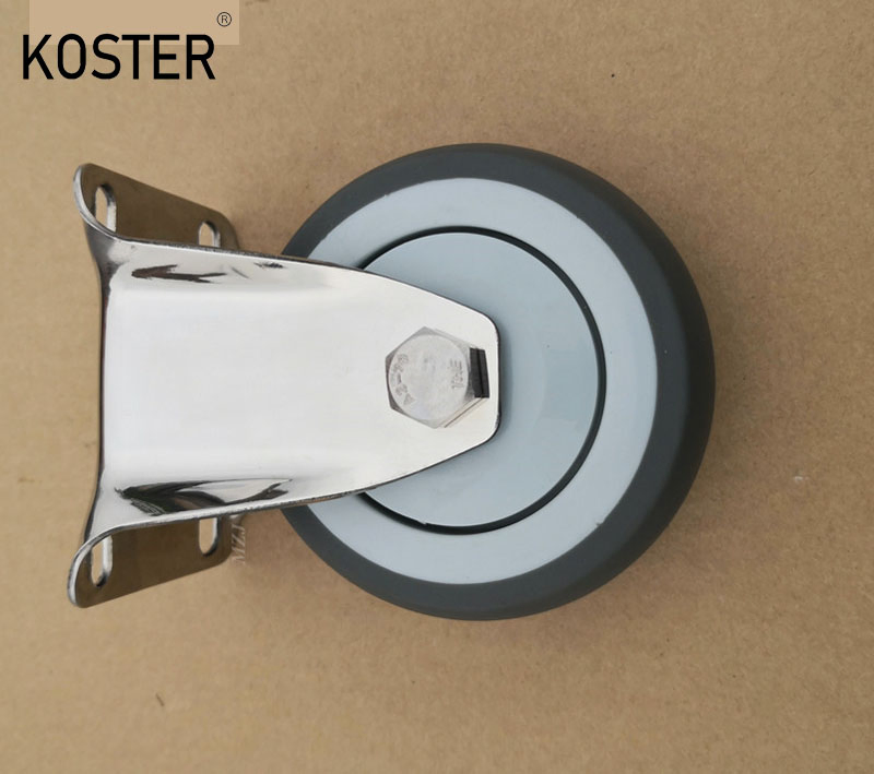 Manufacturer 4 Inch PU Rubber Tire Steel Fork Table Cart Medical Wheel Heavy Duty Caster