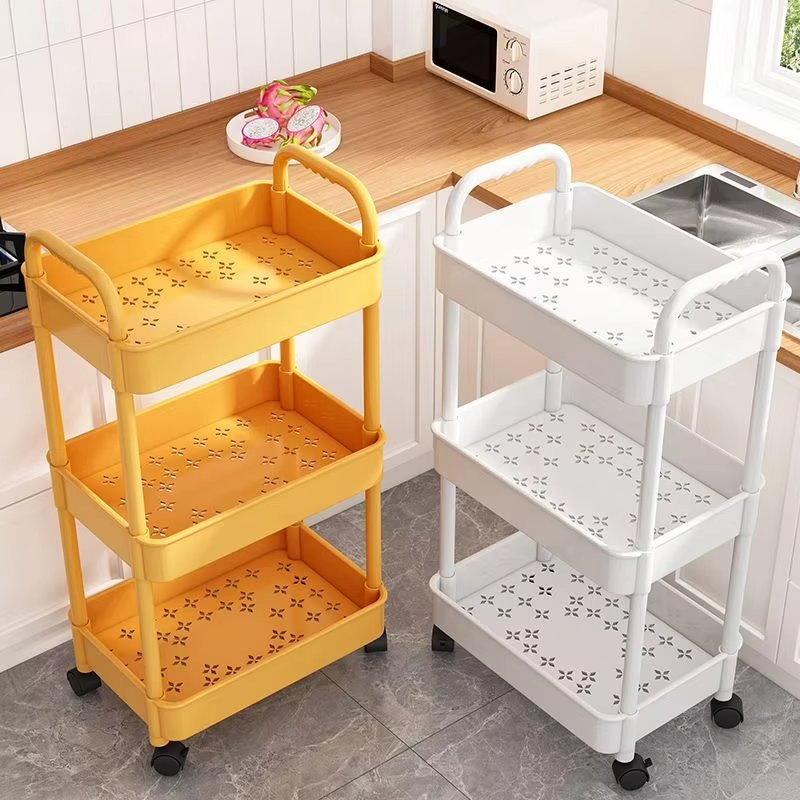 3-Tier Rolling Utility Cart with Drawer Multifunctional Storage Trolley Organizer with Wheels