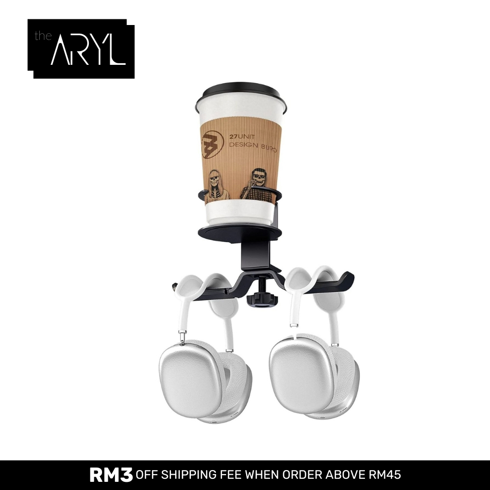 Two Headphone Holder Earphone Mount with Cup Holder Aluminum Alloy Quality Oz94