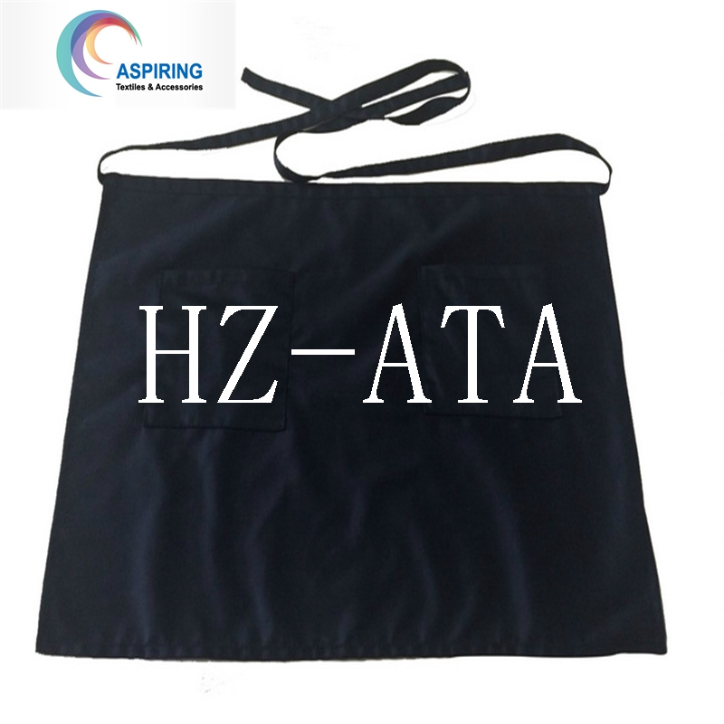 Promotion Restaurant 3 Pocket Black Short Waiter Waist Aprons