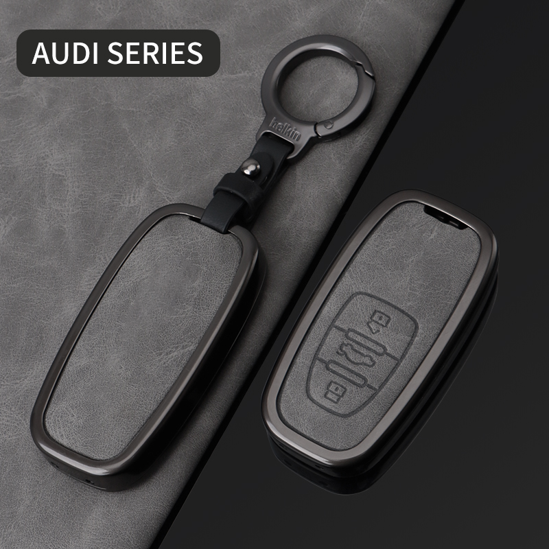 Gunmetal Zinc Alloy Leather Car Key Case