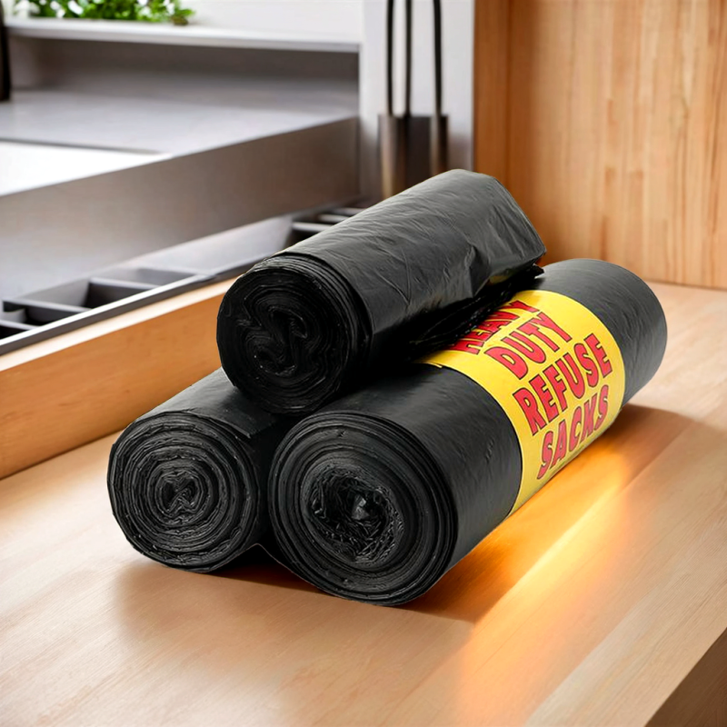 Black Plastic Household Trash Packaging Bin Liner Garbage Bag