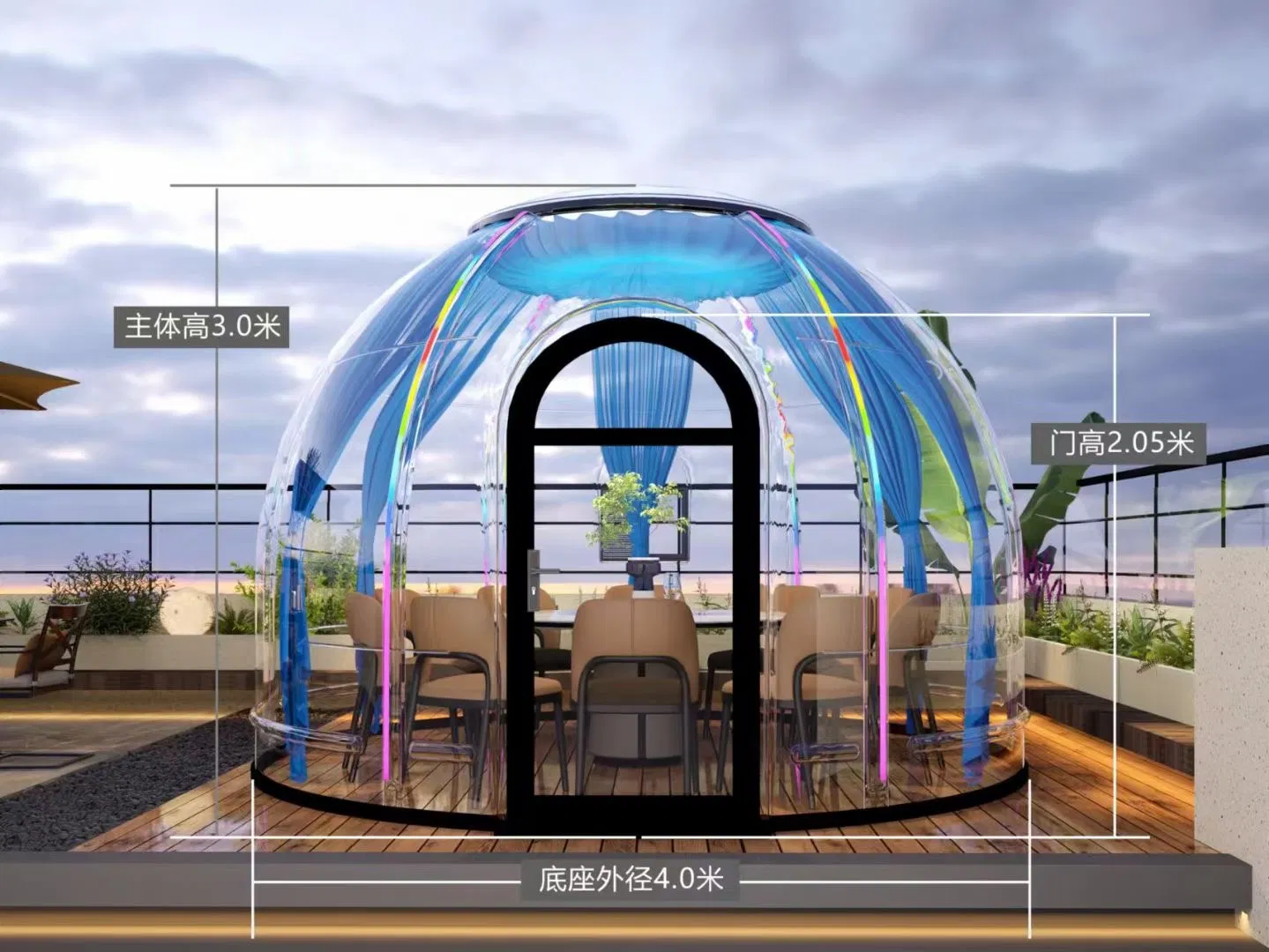 Diameter Can Be Customizable 6m to 30m Glass Dome Tents Aluminum Frame Tempered Glass Hotel Tent for Outdoor and Hotel