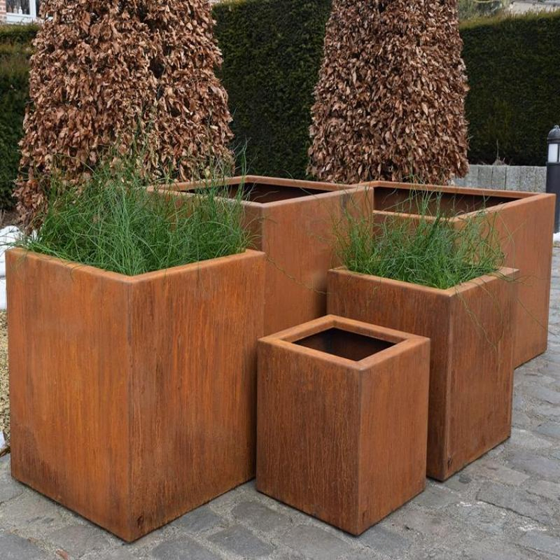 Weather-Resistant Corten Steel Plant Box for Sustainable Gardening