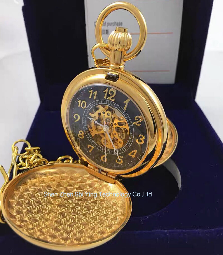 Luxury Stainless Steel Automatic Self Wind Mechanical Mens Pocket Watches