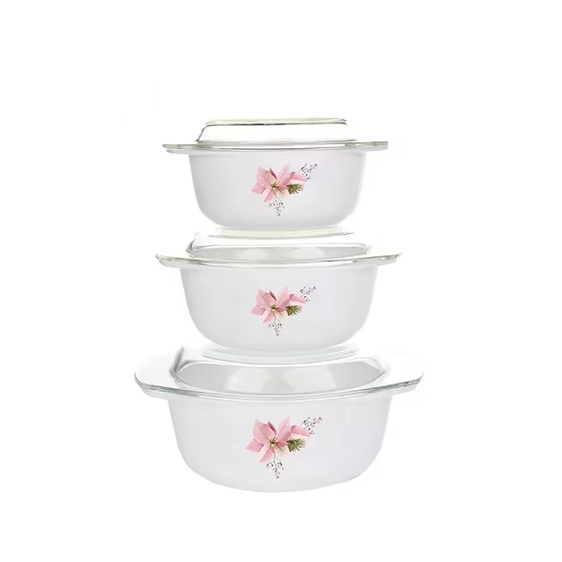 Heat Resistance Opal Glassware Tempered 3PCS Casserole Tableware Set