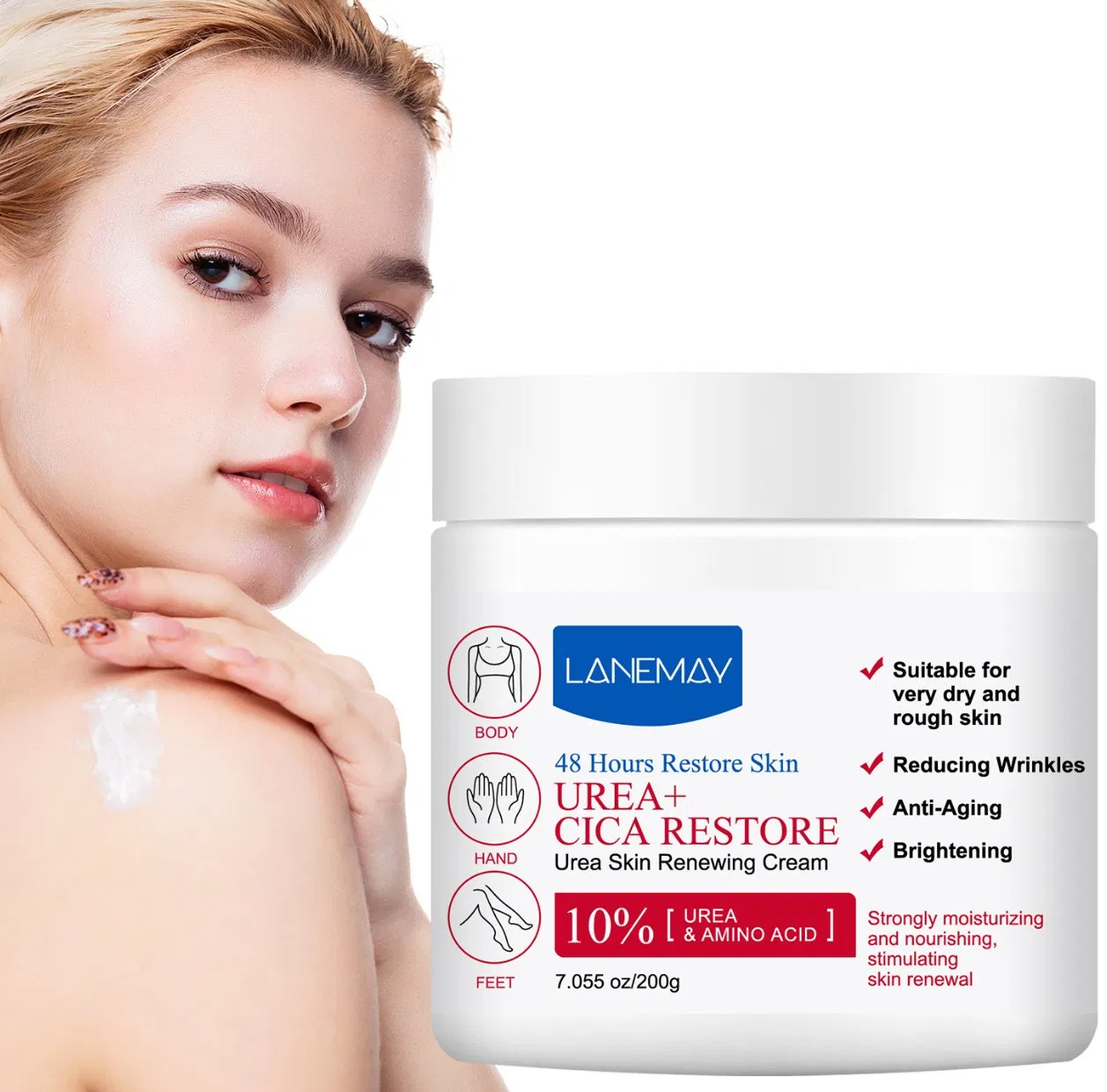 Foot Care Cream for Cracked Heels Exfoliating Anti Crack Peeling Dead Skin Removal Centella Whitening Urea Feet Cream Cica Repair Niacinamide Cream