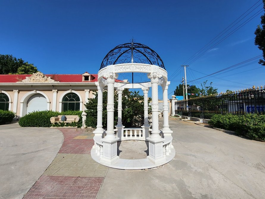 Round Garden Granite Pillar Hand Carved Marble Column