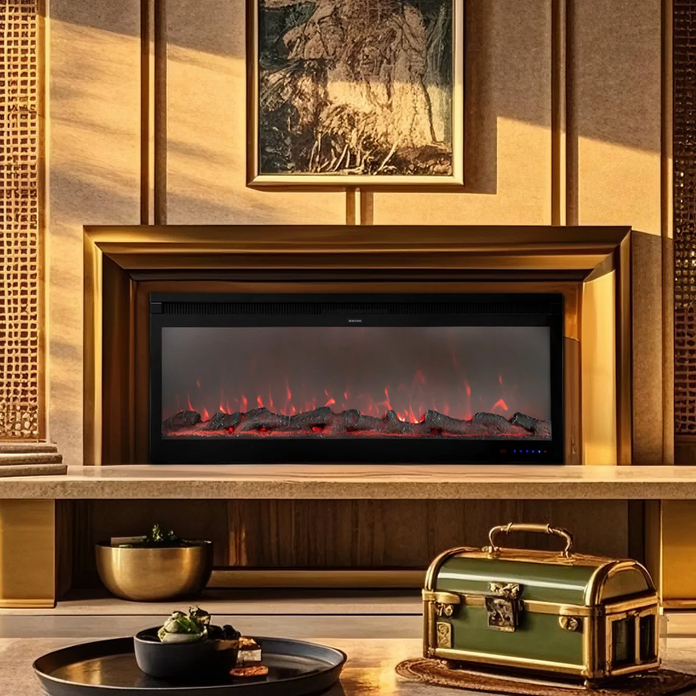 Quality Assurance LED Electric Fireplace with WiFi Voice Control Manufacturer Wholesale
