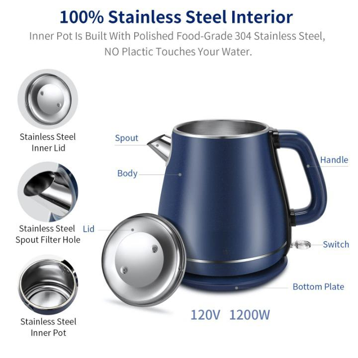Hot Sale Auto Shut-off 1200W Stainless Steel Boiling Water Electric Kettles