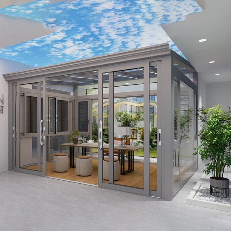 Custom Size and Shape Free Standing Waterproof Solarium Backyard Garden Aluminum Sunroom Glass House