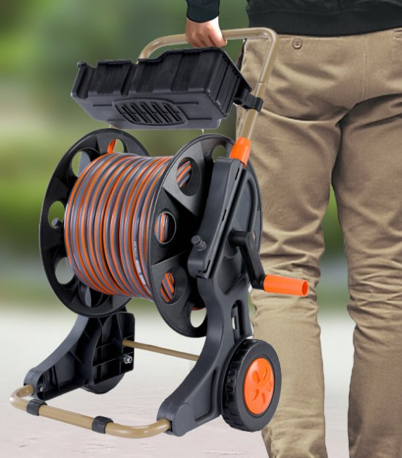 Garden ABS Plastic and Metal Big Hose Reel Frame on Wheels