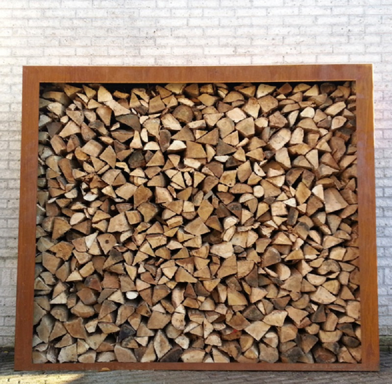 Patio Corten Steel Wood Storage Outdoor Rustic Log Holder