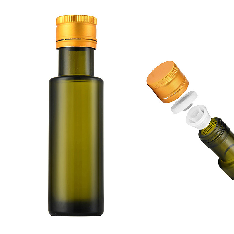 Wholesale High Quality Round Vinegar and Oil Bottle Empty Green 100ml Glass Cooking Olive Oil Bottle