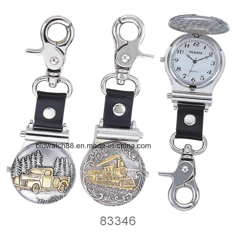 Pocket Keychain Watch Sport Carabiner Clip on Watch with Train
