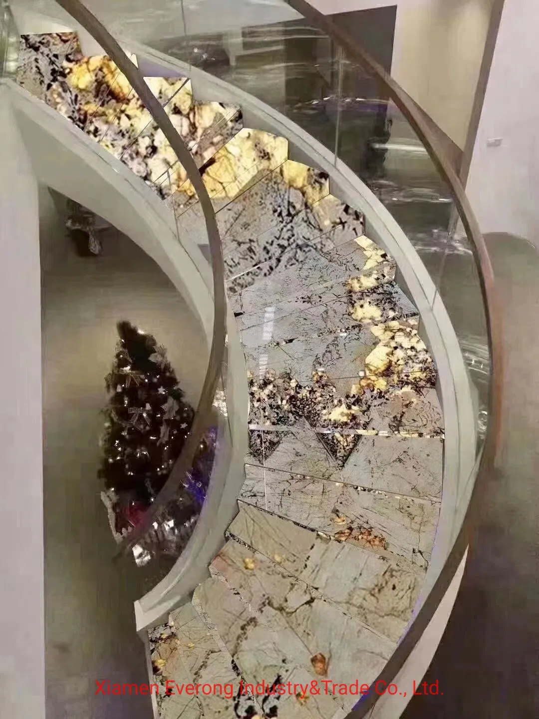 Luxury Onyx Marble Staircase Marble Stone Stair Step for Interior Decoration