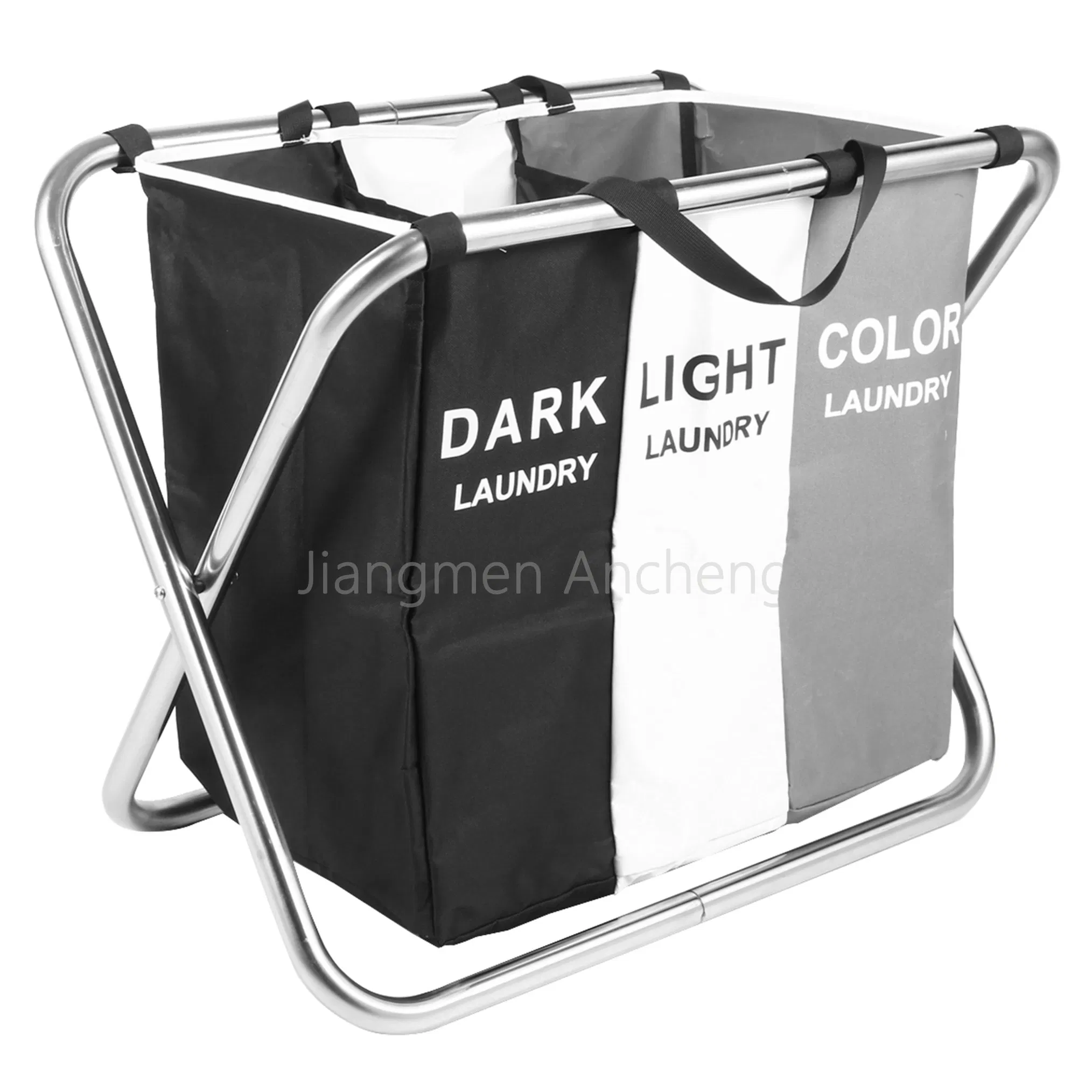 3-Section Collapsible Laundry Organizer Sorter with Stainless Steel Frame