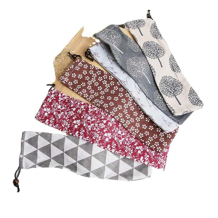 Portable Reusable Bamboo Flatware Set with Bag for Kids & Adult - Bamboo Spoon, Knife, Fork Pouch