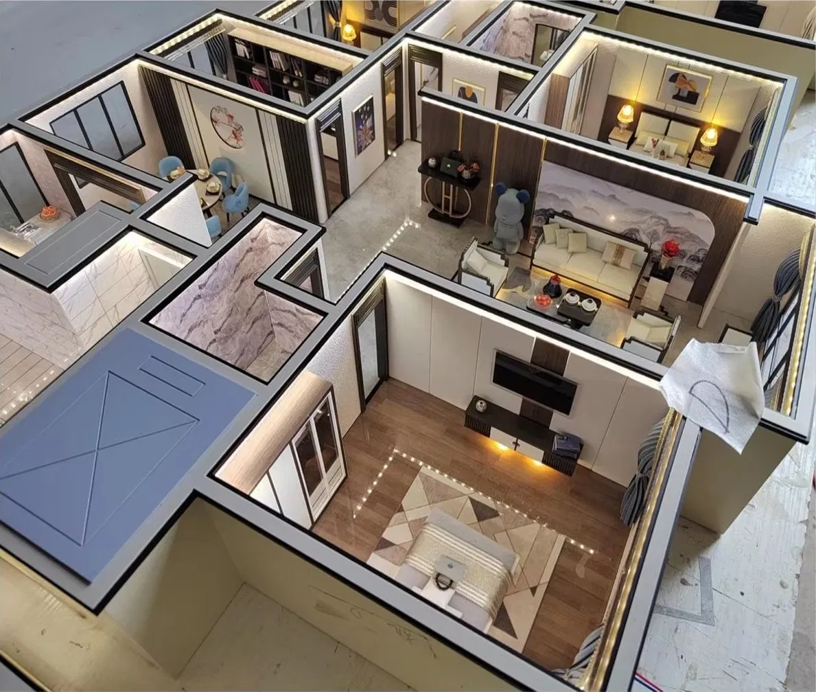 Modern 3D High-End Exquisite Indoor Miniature Scale Model with Lighting