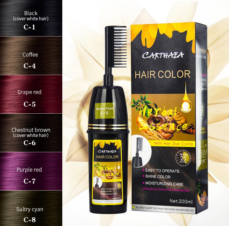 Black Brown Red Herbal Hair Dye with Comb Argan Oil Ginger Hair Color with Comb Hair Coloring Comb Black Hair Dye Magic Comb Hair Dye