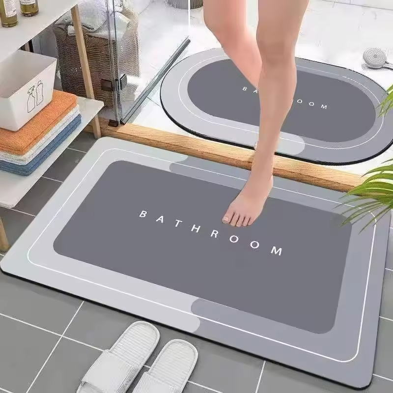 Custom Super Absorbent Floor Mat Bathroom Non-Slip Soft Carpet Shower Stone Bath Mat