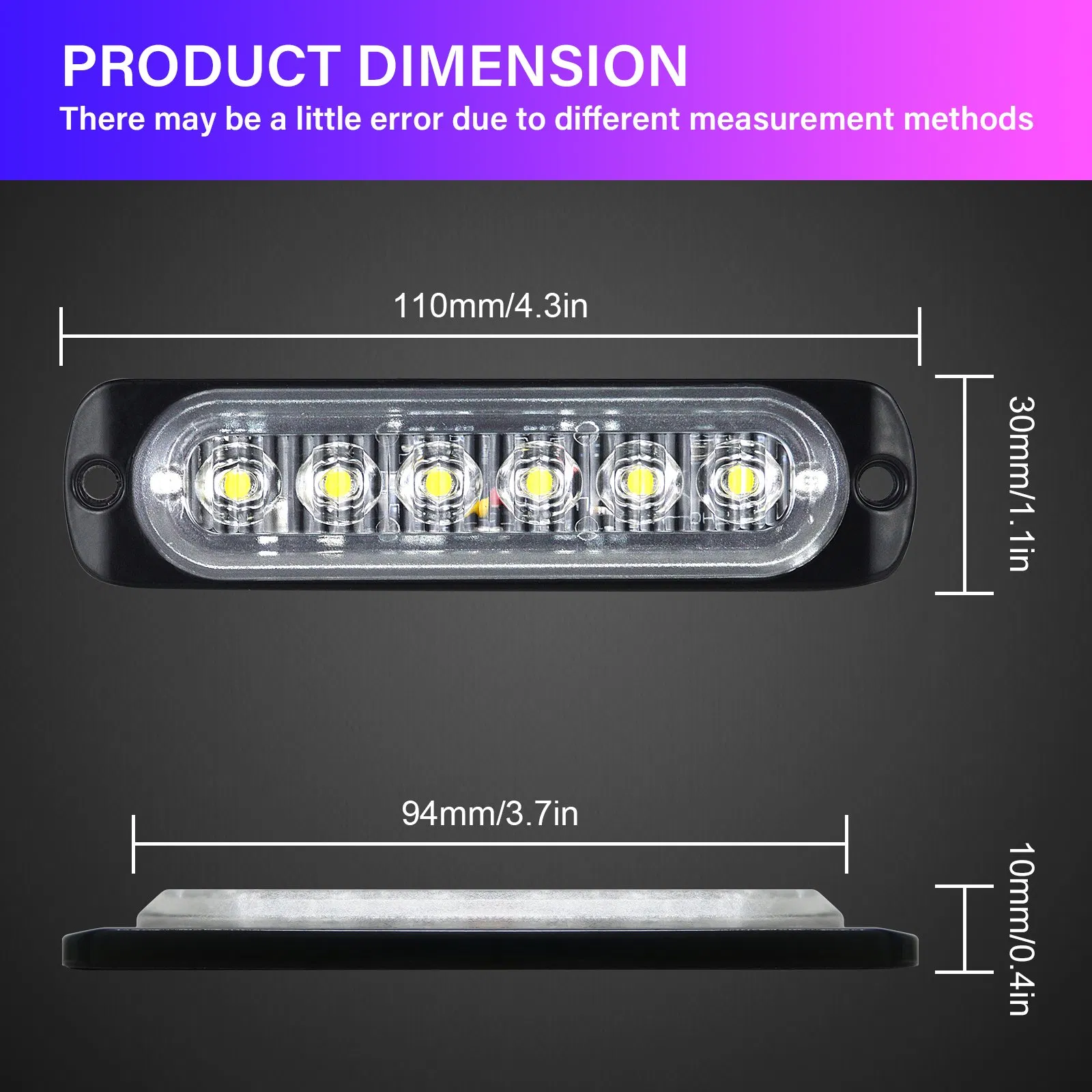 6-LED White Safety Light, 500m Beam, IP67, Waterproof Connector for Mining Equipment