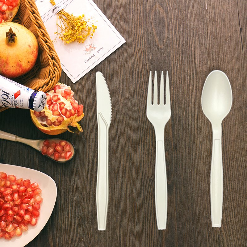 Individually Wrapped Disposable Cornstarch Biodegradable Forks Spoons and Knives
