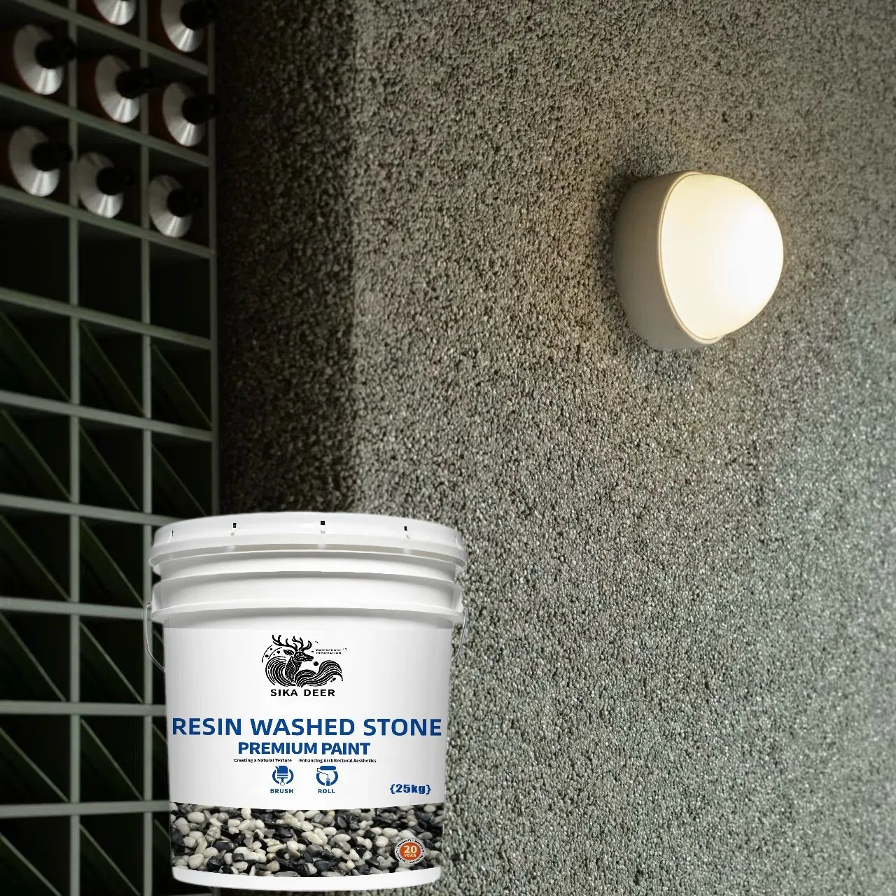 Exterior Floors and Walls Designed with Natural Textured Resin Washed Stone Coating